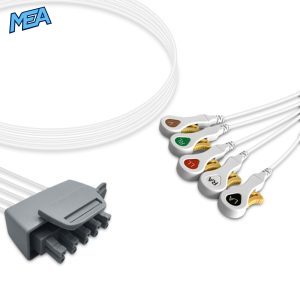5-lead ECG Leadwire Set with Snap end AHA for Philips 33113 Disposable, Limb + Chest Lead, Lead Type: Tele AA Twin-Pin, Shielded