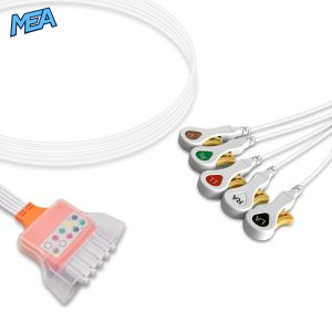5-lead ECG Leadwire Set with Snap end AHA for Philips 33114 Disposable, Limb + Chest Lead, Lead Type: Tele IntelliVue, Shielded