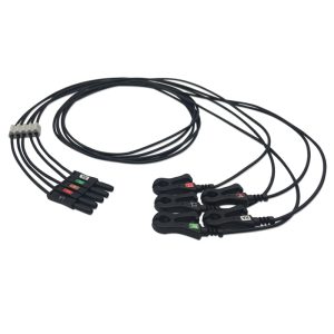 5-lead ECG Leadwire Set with Grabber/Pinch end AHA for AAMI Safety DIN Trunk Cables Reusable, Chest Lead, Lead Type: Safety Din, Radiolucent