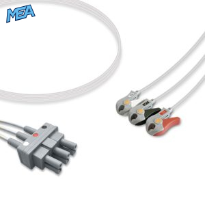 3-lead ECG Leadwire Set with Mini Grabber end AHA for Philips M1609A Reusable, Limb Lead, Lead Type: AA Twin-Pin, Shielded