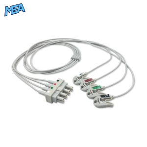 4-lead ECG Leadwire Set with Grabber/Pinch end AHA for Ivy Biomedical 590445 Reusable, Lead Type: AA Twin-Pin