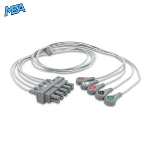 5-lead ECG Leadwire Set with Snap end AHA for Philips M1625A Reusable, Limb + Chest Lead, Lead Type: AA Twin-Pin, Shielded