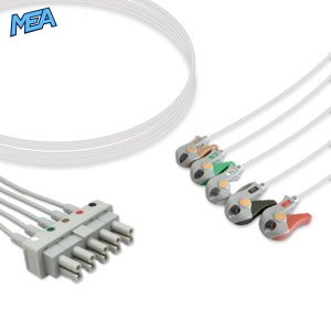 5-lead ECG Leadwire Set with Grabber/Pinch end AHA for Bionet Monitors Reusable, Limb + Chest Lead, Lead Type: Bionet, Shielded