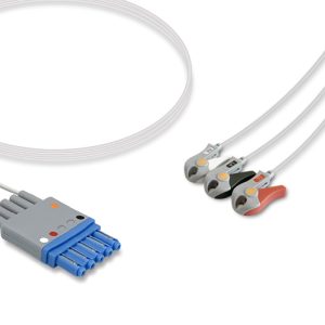 3-lead ECG Leadwire Set with Grabber/Pinch end AHA for Criticare/CSI 1124-A5 Reusable, Limb Lead, Lead Type: Criticare(CSI), Shielded