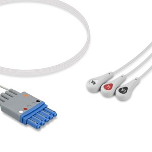 3-lead ECG Leadwire Set with Snap end AHA for Criticare/CSI 1124-A3 Reusable, Limb Lead, Lead Type: Criticare(CSI), Shielded