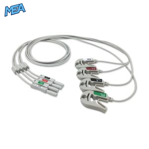 4-lead ECG Leadwire Set with Grabber/Pinch end AHA for AAMI Safety DIN Trunk Cables Reusable, Limb Lead, Lead Type: Safety Din, Unshielded