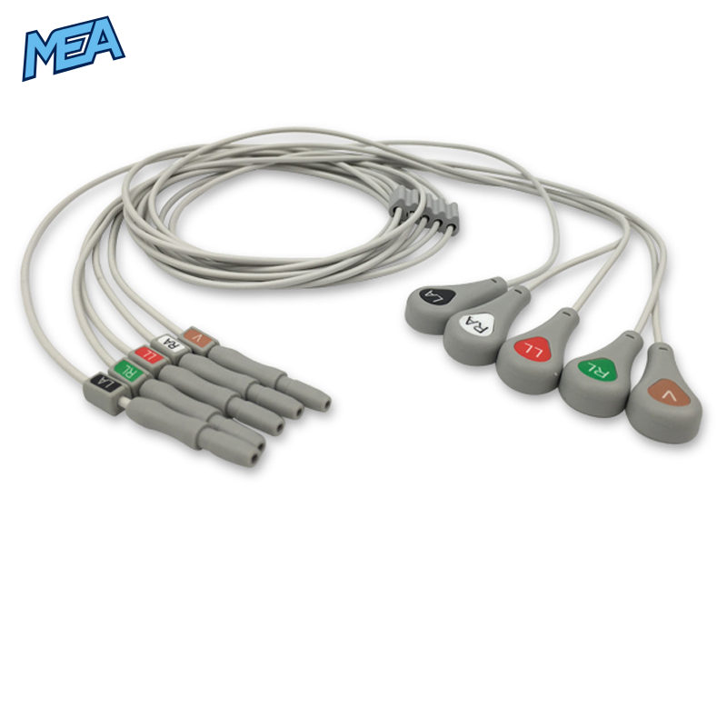 5-lead ECG Leadwire Set with Snap end AHA for Spacelabs 012-0605-00 Reusable, Limb + Chest Lead, Lead Type: Safety Din, Unshielded 1 5-lead ECG Leadwire Set with Snap end AHA for Spacelabs 012-0605-00 Reusable, Limb + Chest Lead, Lead Type: Safety Din, Unshielded