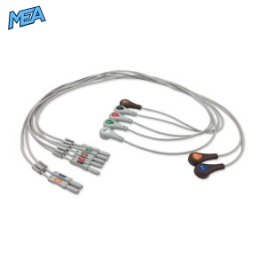 7-lead ECG Leadwire Set with Snap end AHA for GE Healthcare 409106-005 Reusable, Limb + Chest Lead, Lead Type: Safety Din, Unshielded