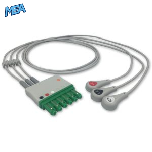 3-lead ECG Leadwire Set with Snap end AHA for Draeger MS14556 Reusable, Limb Lead, Lead Type: Draeger(Single-Pin), Shielded
