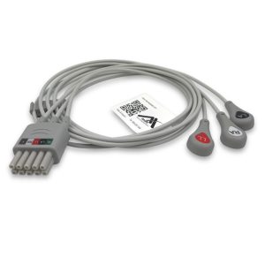 3-lead ECG Leadwire Set with Snap end AHA for Mindray 0012-00-1503-06 Reusable, Limb Lead, Lead Type: Mindray Mobility, Shielded