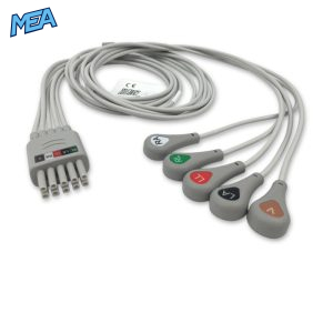 5-lead ECG Leadwire Set with Snap end AHA for Datascope 0012-00-1503-03 Reusable, Limb + Chest Lead, Lead Type: Mindray Mobility, Shielded