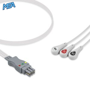 3-lead ECG Leadwire Set with Snap end AHA for Datex Ohmeda 545327-HEL Reusable, Limb Lead, Lead Type: Datex 300 Series, Shielded