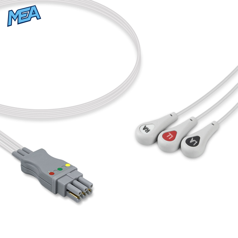 3-lead ECG Leadwire Set with Snap end AHA for Datex Ohmeda 545327-HEL Reusable, Limb Lead, Lead Type: Datex 300 Series, Shielded 1 3-lead ECG Leadwire Set with Snap end AHA for Datex Ohmeda 545327-HEL Reusable, Limb Lead, Lead Type: Datex 300 Series, Shielded