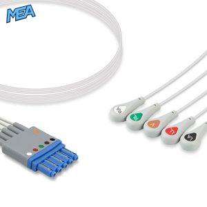 5-lead ECG Leadwire Set with Snap end AHA for Maquet D012-00-1813-01 Reusable, Limb + Chest Lead, Shielded