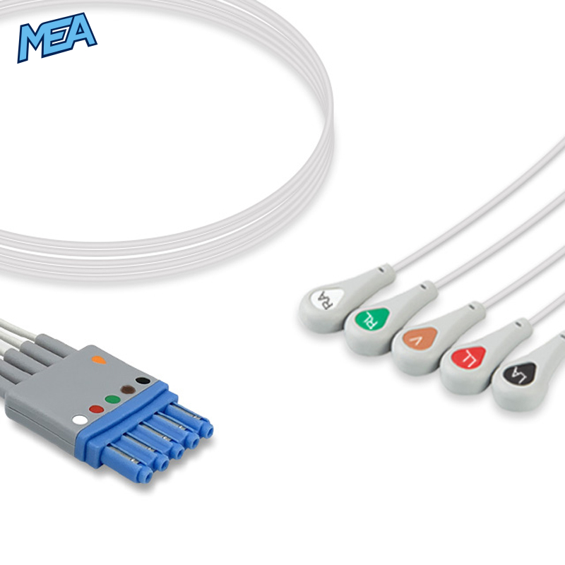 5-lead ECG Leadwire Set with Snap end AHA for Maquet D012-00-1813-01 Reusable, Limb + Chest Lead, Shielded 1 5-lead ECG Leadwire Set with Snap end AHA for Maquet D012-00-1813-01 Reusable, Limb + Chest Lead, Shielded
