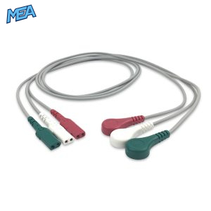 3-lead ECG Leadwire Set with Snap end AHA for Conmed LSI-TM83 Reusable, Limb Lead, Lead Type: ConMed FSR Series, Shielded
