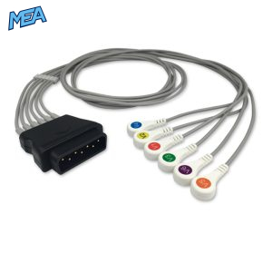 6-lead ECG Leadwire Set with Snap end AHA for Physio-Control 11110-000103 Reusable, Chest Lead, Lead Type: Physio-Control, Shielded