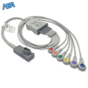 6-lead ECG Leadwire Set with Snap end AHA for Physio-Control 11111-000022 Reusable, Chest Lead, Lead Type: Physio-Control, Shielded