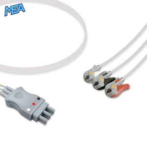 3-lead ECG Leadwire Set with Grabber/Pinch end AHA for Mennen Medical Monitors Reusable, Limb Lead, Lead Type: Mennen, Shielded