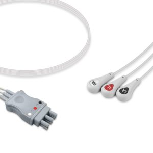 3-lead ECG Leadwire Set with Snap end AHA for Mennen Medical Monitors Reusable, Limb Lead, Lead Type: Mennen, Shielded