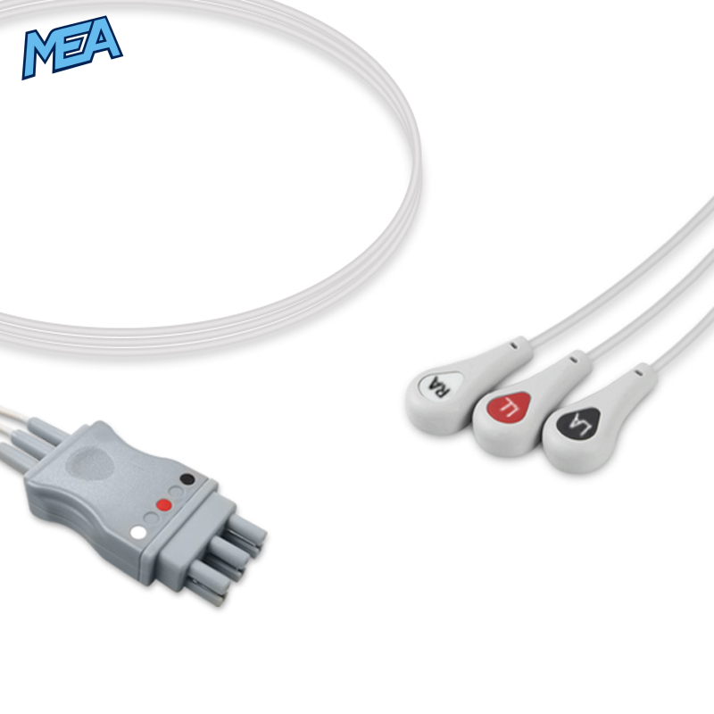 3-lead ECG Leadwire Set with Snap end AHA for Mennen Medical Monitors Reusable, Limb Lead, Lead Type: Mennen, Shielded 1 3-lead ECG Leadwire Set with Snap end AHA for Mennen Medical Monitors Reusable, Limb Lead, Lead Type: Mennen, Shielded