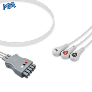 3-lead ECG Leadwire Set with Snap end AHA for GE Healthcare 2106385-002 Reusable, Limb Lead, Lead Type: GE Multi-Link, Shielded