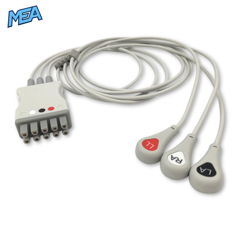 3-lead ECG Leadwire Set with Snap end AHA for GE Healthcare 411203-001 Reusable, Limb Lead, Lead Type: GE Multi-Link, Shielded 1 3-lead ECG Leadwire Set with Snap end AHA for GE Healthcare 411203-001 Reusable, Limb Lead, Lead Type: GE Multi-Link, Shielded