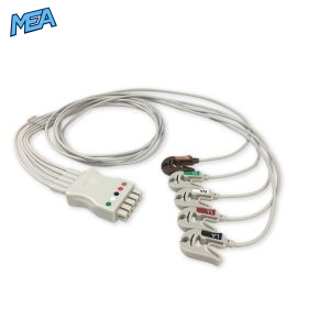 5-lead ECG Leadwire Set with Grabber/Pinch end AHA for GE Healthcare 412681-001 Reusable, Limb + Chest Lead, Lead Type: GE Multi-Link, Shielded