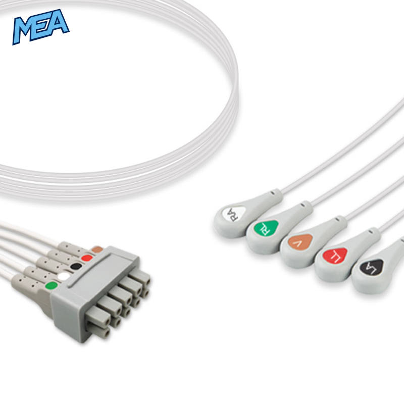 5-lead ECG Leadwire Set with Snap end AHA for GE Healthcare 2106381-02 Reusable, Limb + Chest Lead, Lead Type: GE Multi-Link, Shielded 1 5-lead ECG Leadwire Set with Snap end AHA for GE Healthcare 2106381-02 Reusable, Limb + Chest Lead, Lead Type: GE Multi-Link, Shielded