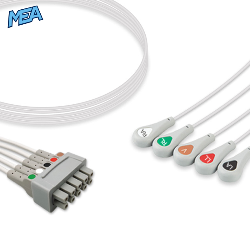 5-lead ECG Leadwire Set with Snap end AHA for GE Healthcare 2106383-001 Limb + Chest Lead, Lead Type: GE Multi-Link, Shielded 1 5-lead ECG Leadwire Set with Snap end AHA for GE Healthcare 2106383-001 Limb + Chest Lead, Lead Type: GE Multi-Link, Shielded