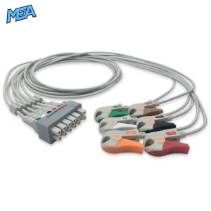 6-lead ECG Leadwire Set with Grabber/Pinch end AHA for GE Healthcare 2106397-002 Reusable, Limb + Chest Lead, Lead Type: GE Multi-Link, Shielded