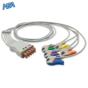 5-lead ECG Leadwire Set with Grabber/Pinch end AHA for GE Healthcare 2106393-003 Chest Lead, Shielded