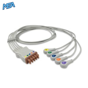 5-lead ECG Leadwire Set with Snap end AHA for GE Healthcare 416468-001 Reusable, Chest Lead, Lead Type: GE Multi-Link, Shielded