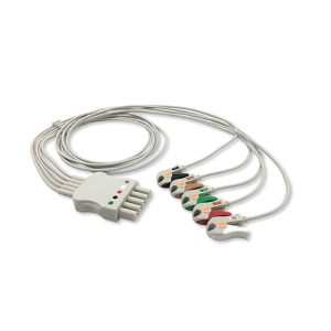 5-lead ECG Leadwire Set with Grabber/Pinch end AHA for Mindray 0012-00-1262-01 Reusable, Limb + Chest Lead, Lead Type: Mindray, Shielded