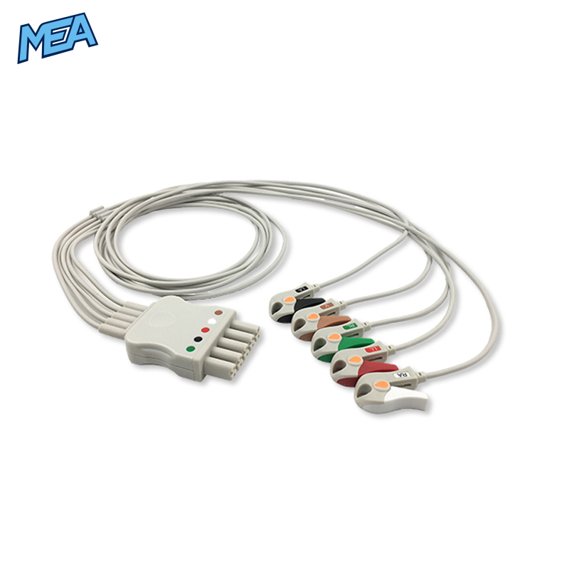 5-lead ECG Leadwire Set with Grabber/Pinch end AHA for Mindray 0012-00-1262-01 Reusable, Limb + Chest Lead, Lead Type: Mindray, Shielded 1 5-lead ECG Leadwire Set with Grabber/Pinch end AHA for Mindray 0012-00-1262-01 Reusable, Limb + Chest Lead, Lead Type: Mindray, Shielded