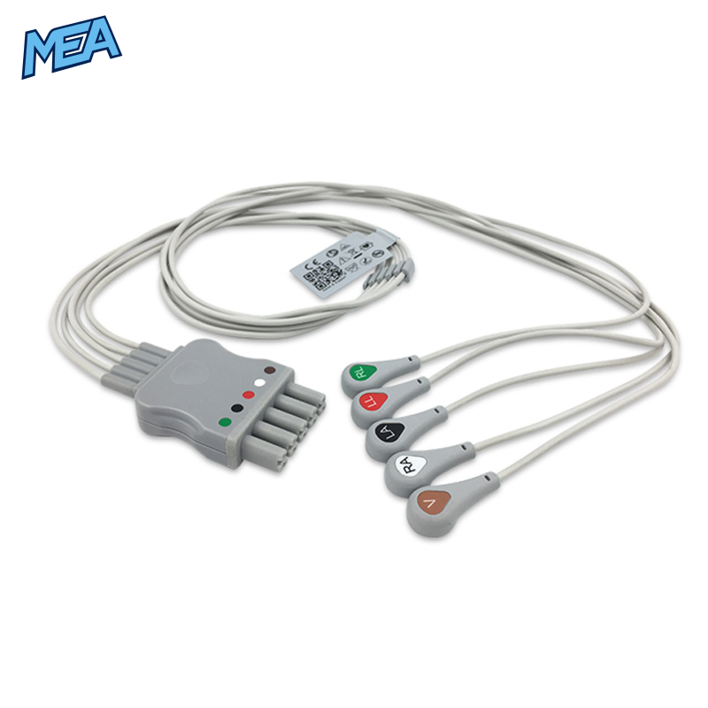 5-lead ECG Leadwire Set with Snap end AHA for Mindray 0012-00-1261-01 Reusable, Limb + Chest Lead, Lead Type: Mindray, Shielded 1 5-lead ECG Leadwire Set with Snap end AHA for Mindray 0012-00-1261-01 Reusable, Limb + Chest Lead, Lead Type: Mindray, Shielded
