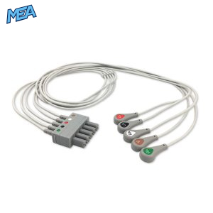 5-lead ECG Leadwire Set with Snap end AHA for Mindray 0010-30-42735 Reusable, Limb + Chest Lead, Lead Type: Mindray, Shielded