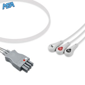 3-lead ECG Leadwire Set with Snap end AHA for Nihon Kohden BR-913PA Reusable, Limb Lead, Lead Type: Nihon Kohden(BR-9XXP), Shielded