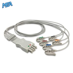 6-lead ECG Leadwire Set with Grabber/Pinch end AHA for Nihon Kohden BR-906PA Reusable, Limb + Chest Lead, Lead Type: Nihon Kohden(BR-9XXP), Shielded
