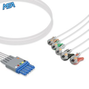 5-lead ECG Leadwire Set with Mini Grabber end AHA for Philips M1647A Reusable, Limb + Chest Lead, Lead Type: Philips IntelliVue, Shielded