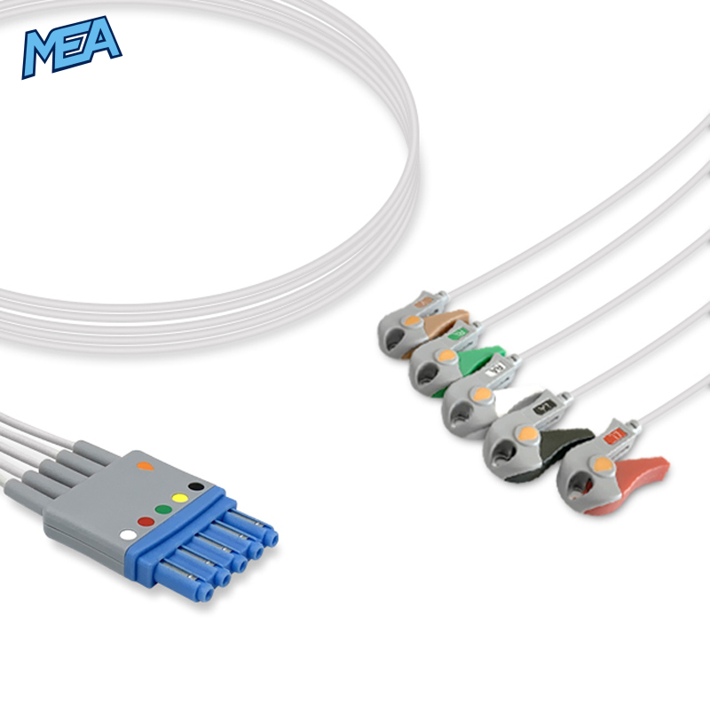 5-lead ECG Leadwire Set with Mini Grabber end AHA for Philips M1647A Reusable, Limb + Chest Lead, Lead Type: Philips IntelliVue, Shielded 1 5-lead ECG Leadwire Set with Mini Grabber end AHA for Philips M1647A Reusable, Limb + Chest Lead, Lead Type: Philips IntelliVue, Shielded