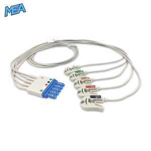 5-lead ECG Leadwire Set with Grabber/Pinch end AHA for Philips M1968A Reusable, Limb + Chest Lead, Lead Type: Philips IntelliVue, Shielded