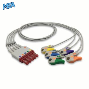 5-lead ECG Leadwire Set with Grabber/Pinch end AHA for Philips M1976A Reusable, Chest Lead, Lead Type: Philips IntelliVue, Shielded