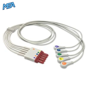 5-lead ECG Leadwire Set with Snap end AHA for Philips M1602A Reusable, Chest Lead, Lead Type: Philips IntelliVue, Shielded