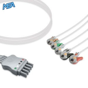 5-lead ECG Leadwire Set with Grabber/Pinch end AHA for Spacelabs 700-0006-08 Reusable, Limb + Chest Lead, Lead Type: Spacelabs TruLink, Shielded