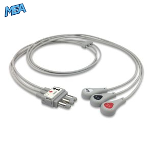 3-lead ECG Leadwire Set with Snap end AHA for Spacelabs 700-0010-18 Reusable, Limb Lead, Lead Type: Spacelabs Molded Din-Style, Shielded