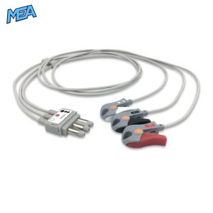 3-lead ECG Leadwire Set with Grabber/Pinch end AHA for Spacelabs 700-0006-35 Reusable, Limb Lead, Lead Type: Spacelabs Molded Din-Style, Shielded