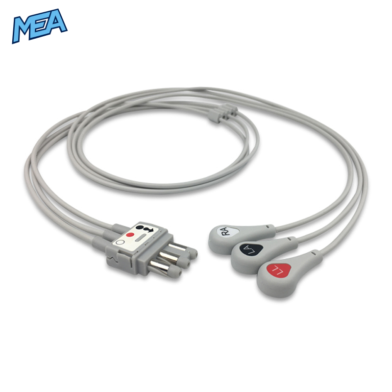 3-lead ECG Leadwire Set with Snap end AHA for Spacelabs 700-0007-35 Reusable, Limb Lead, Lead Type: Spacelabs Molded Din-Style, Shielded 1 3-lead ECG Leadwire Set with Snap end AHA for Spacelabs 700-0007-35 Reusable, Limb Lead, Lead Type: Spacelabs Molded Din-Style, Shielded