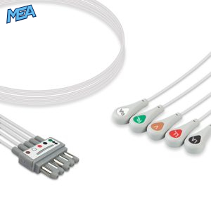 5-lead ECG Leadwire Set with Snap end AHA for Spacelabs 700-0007-37 Reusable, Limb + Chest Lead, Lead Type: Spacelabs Molded Din-Style, Shielded