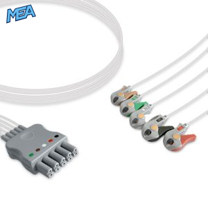 5-lead ECG Leadwire Set with Grabber/Pinch end AHA for Siemens 5956359 Reusable, Limb + Chest Lead, Lead Type: Siemens Dual-Pin, Shielded